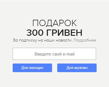 скидка при подписке на email рассылку